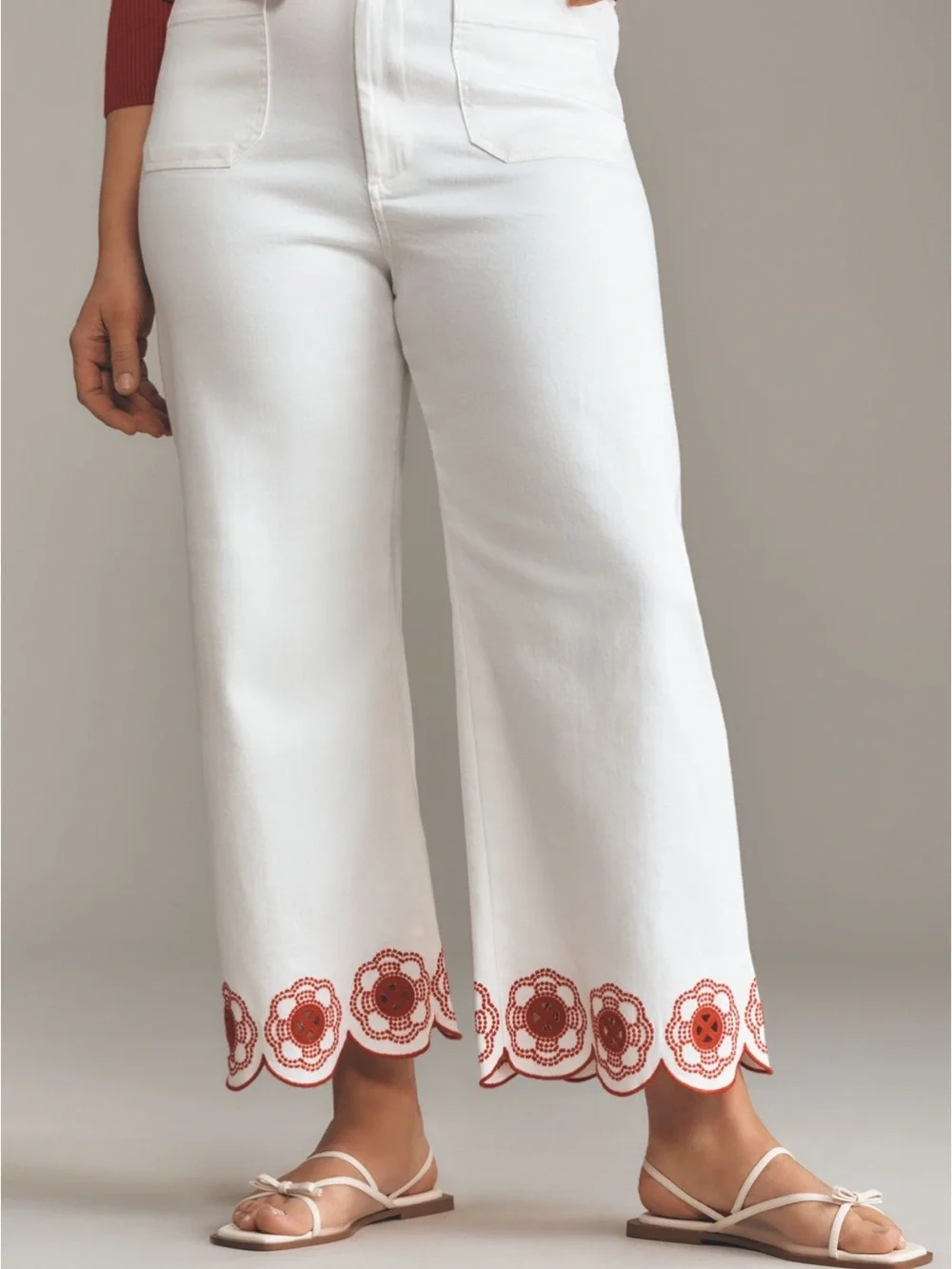 Maeve Colette Scallop-Hem High-Rise Wide Leg Cropped Jeans - Picture 6 of 16